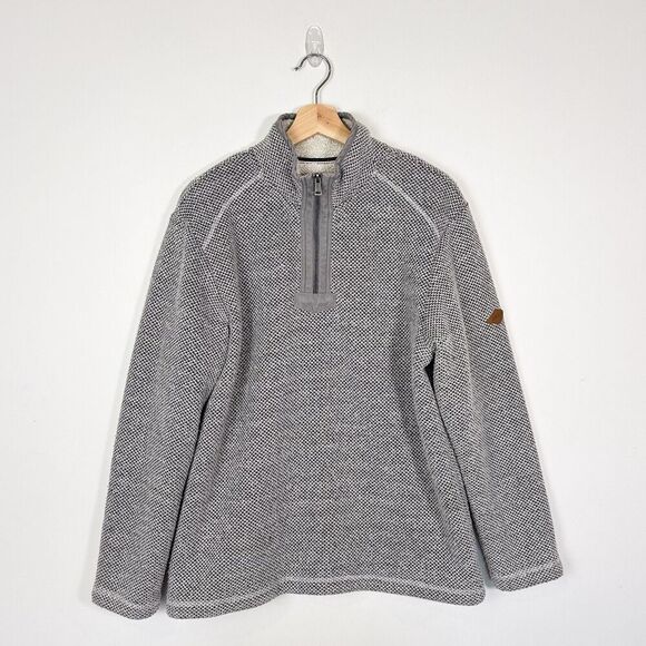 ORVIS Mens Brighton Sherpa Lined 1/4 Zip Pullover Sweater Sz Medium Black White - Picture 2 of 11